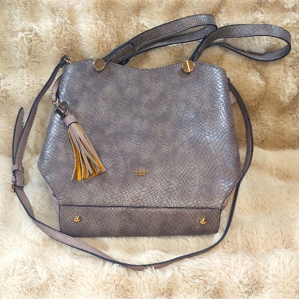Dune London 3 Strap Zippered Snakeskin Luxury Bucket Handbag